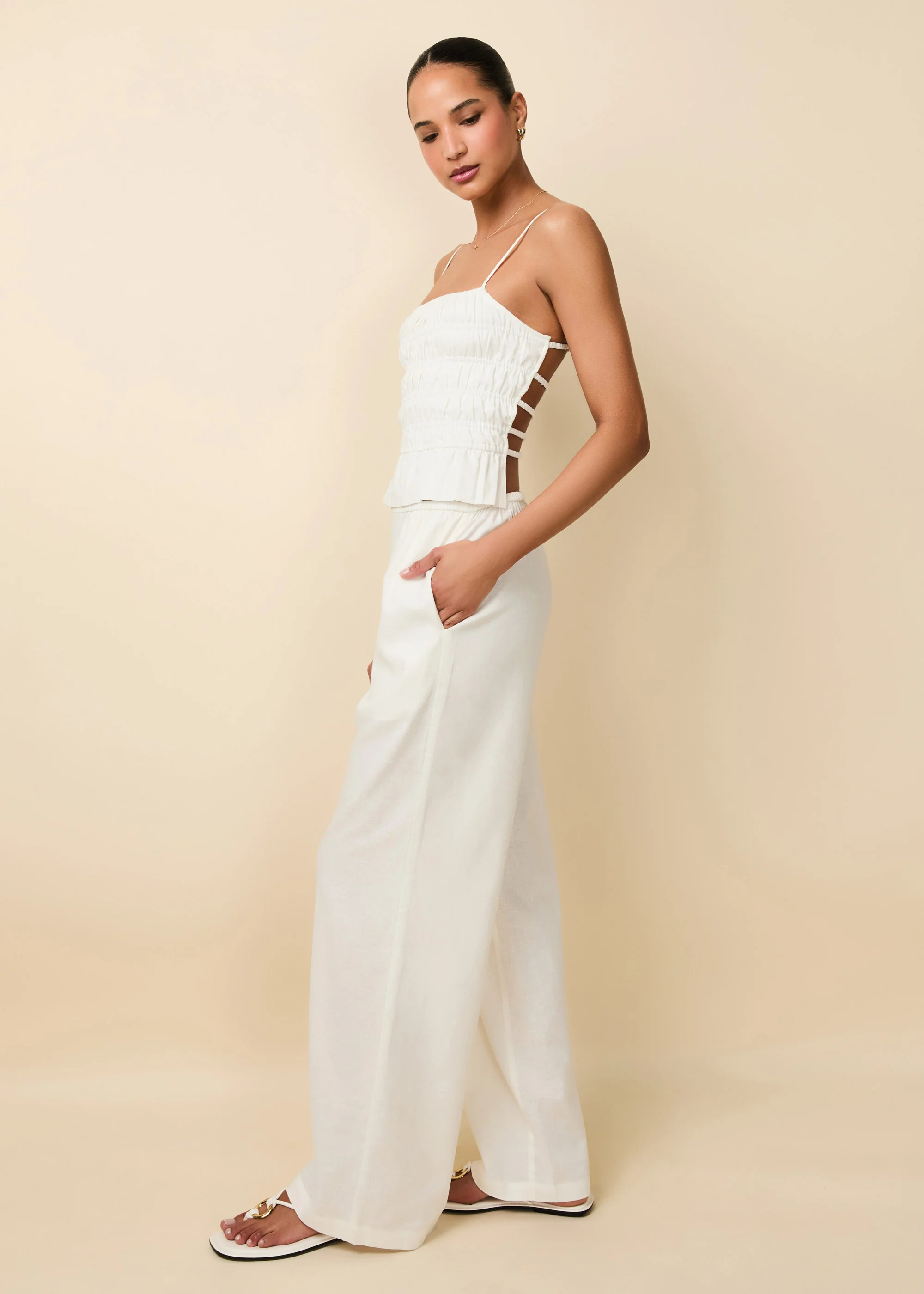 Monaco Linen Pant Optic White - Image 3