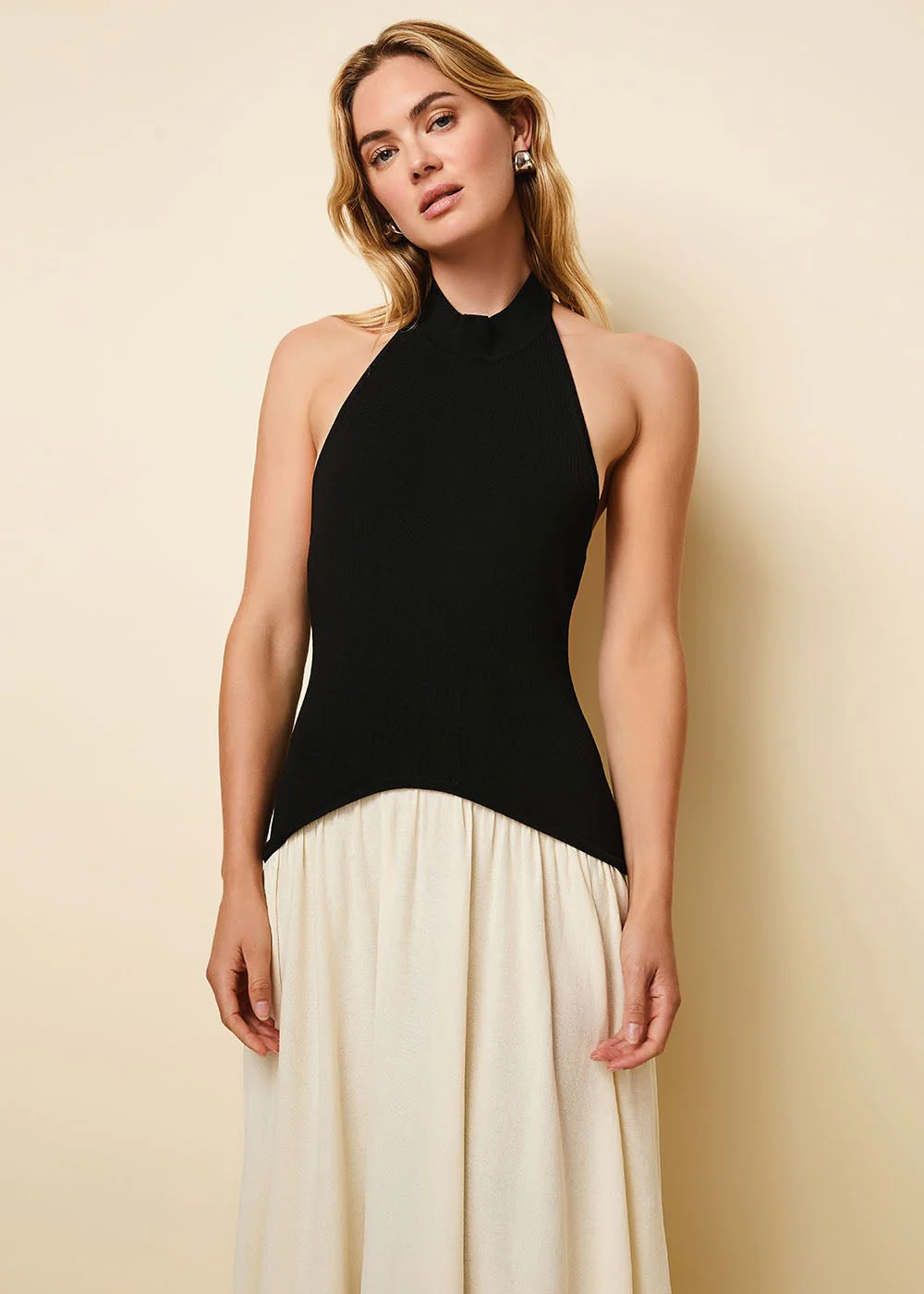 Halter Soglio Dress Ecru Noir - Image 5